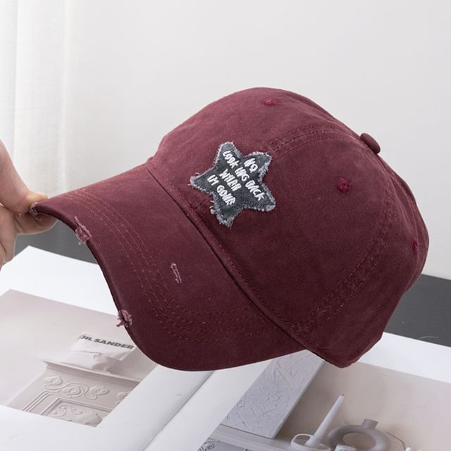 Baseball Applique Star Cap Distressed