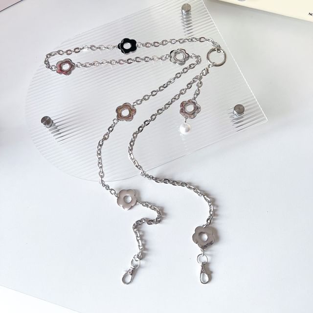 Lanyard Phone Pearl Floral Faux Alloy