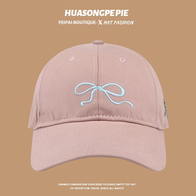 Bow Embroidered Cap Baseball