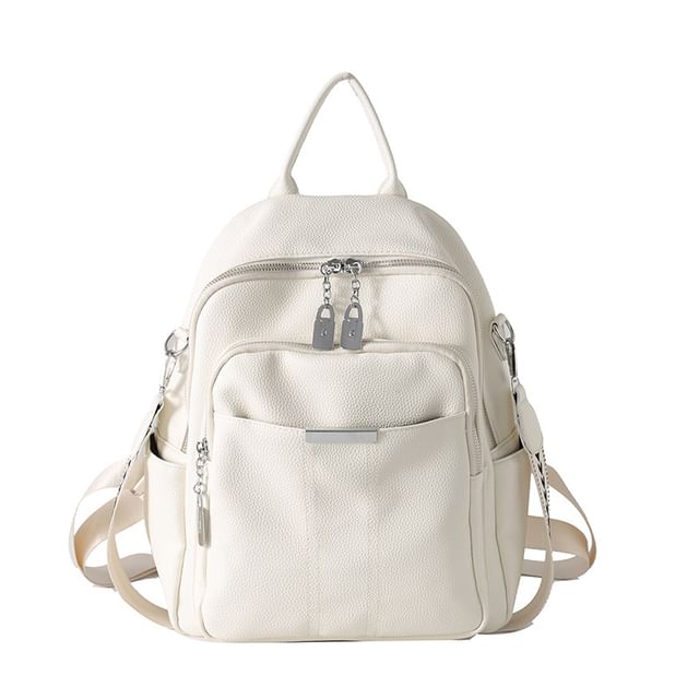 Leather Faux Backpack Multi-Pocket