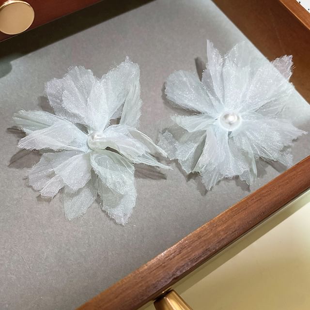 Floral Pearl Faux Mesh Stud Ear