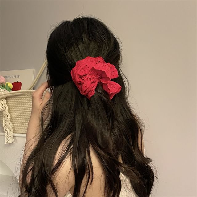 / Floral Clamp Fabric Hair Scrunchie