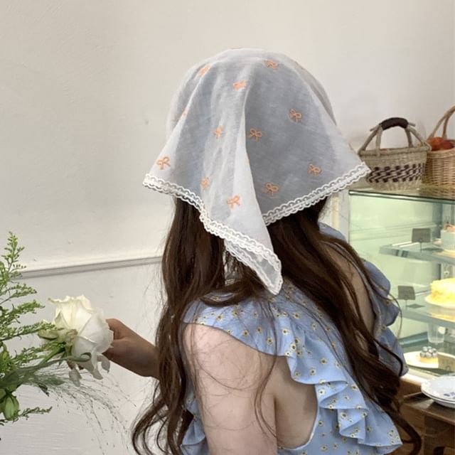 Lace Scarf Head Triangle (Various Embroidered Designs)
