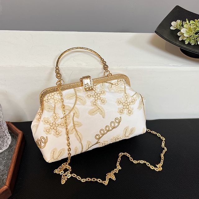 Chain Crossbody Flower Bag Embroidered Strap