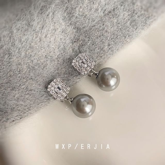 Faux Alloy Pearl Earring Drop Rhinestone
