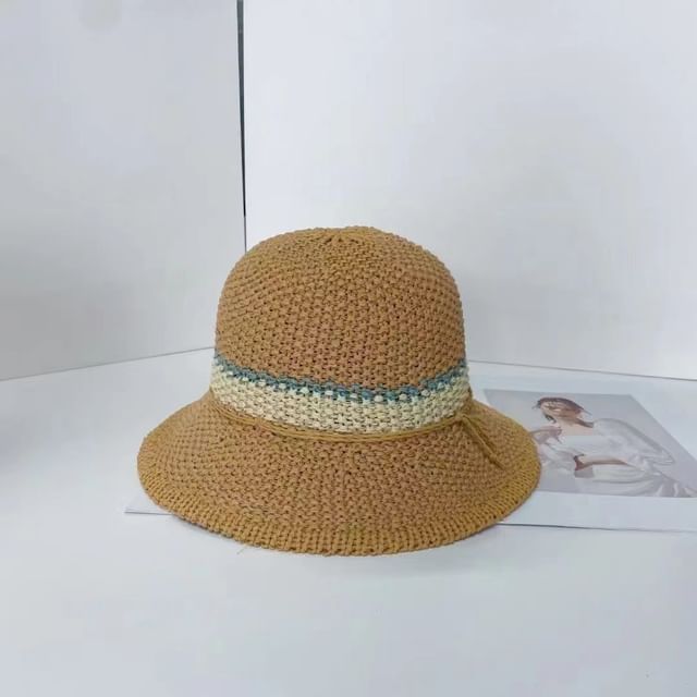 Striped Bucket Woven Hat