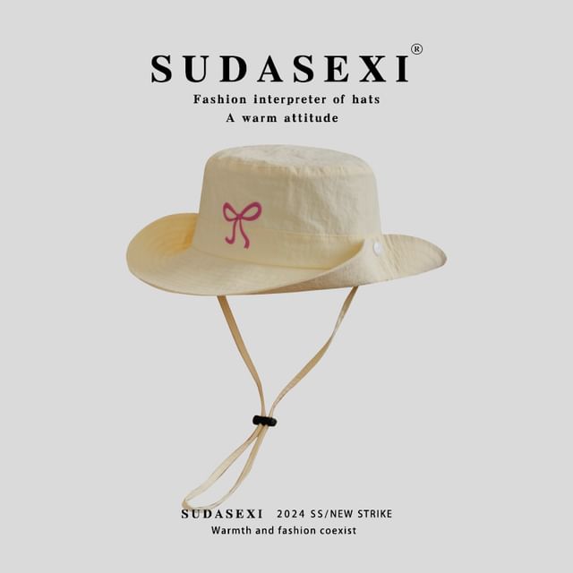 Bow Bucket Embroidered Hat