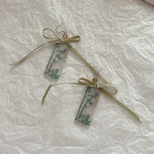 Acrylic Earring Ribbon Drop Bamboo