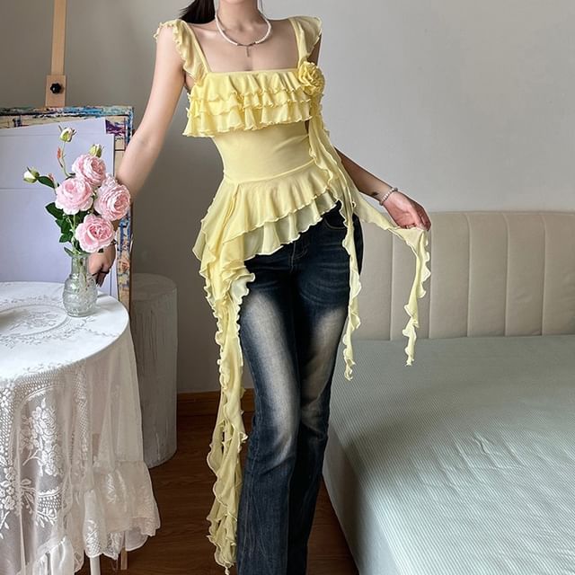 Camisole Ruffle Top Trim Plain