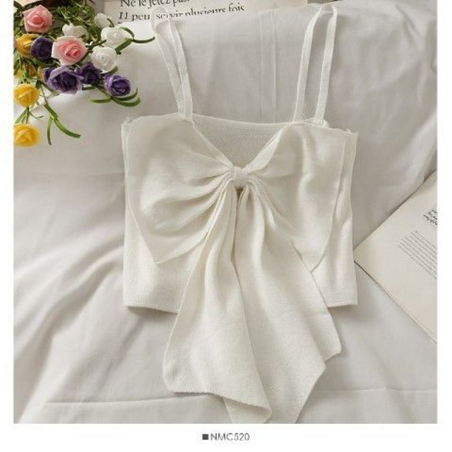 Plain Top Camisole Bow Cropped