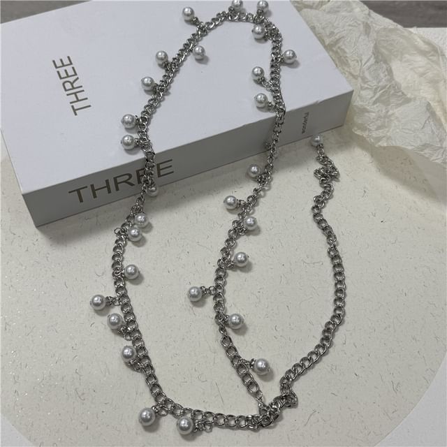 Faux Belt Waist Chain Fringed Pearl