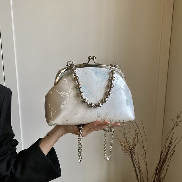 Floral Crossbody Kiss Bag Jacquard Lock