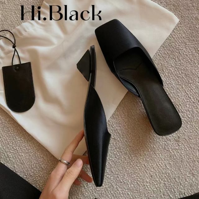 Plain Square Mules Toe Heel Low