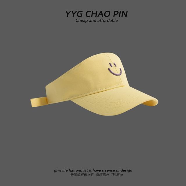 Embroidered Sun Face Visor Smiley