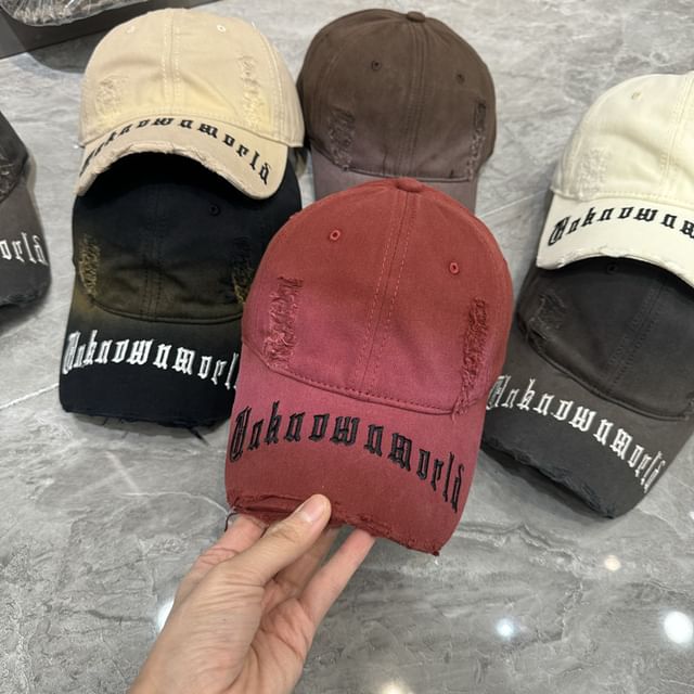 Cap Baseball Distressed Embroidered Lettering