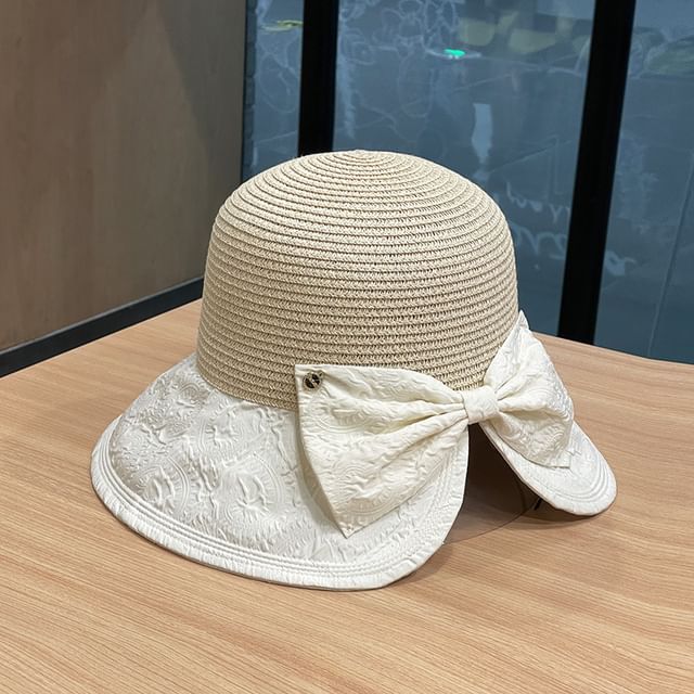 Bow Hat Tone Two Straw Sun