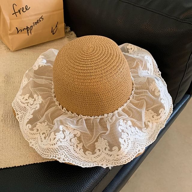 Straw Lace Sun Hat Panel