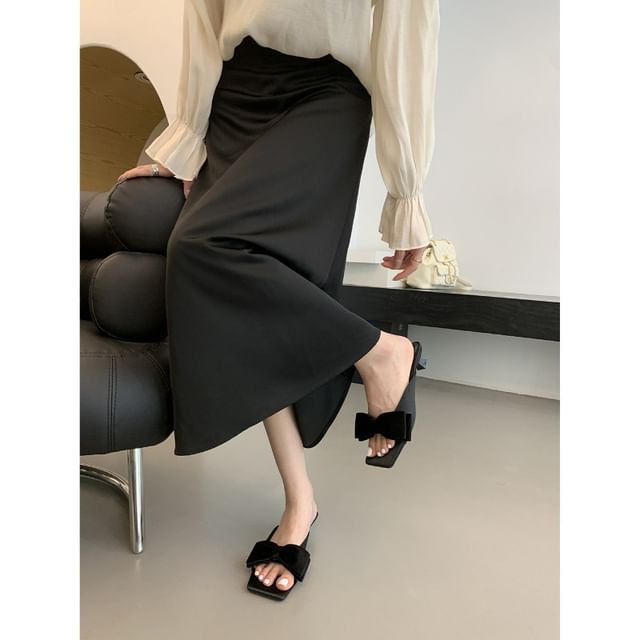 Kitten Heel Sandals Slide Bow