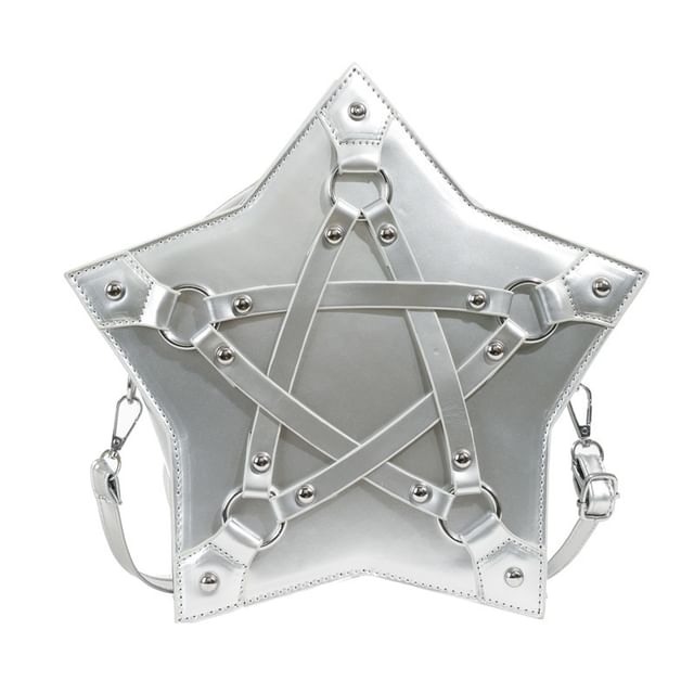 Crossbody Shape Studded Star Bag Leather Faux