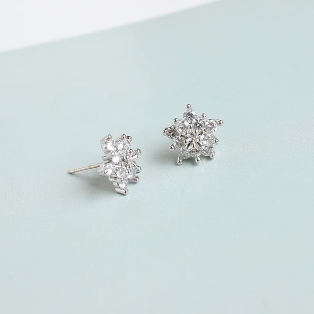 (Various Alloy Earring Rhinestone Designs) Stud Floral