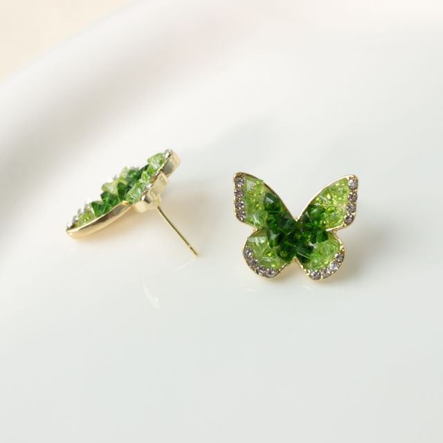 Crystal Earring Alloy Stud Butterfly Faux
