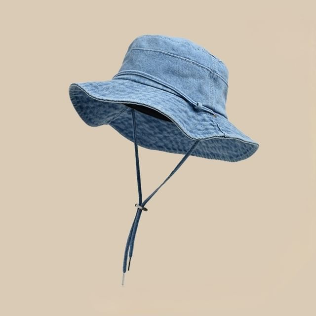Adjustable Strap Hat Chin Bucket Denim With