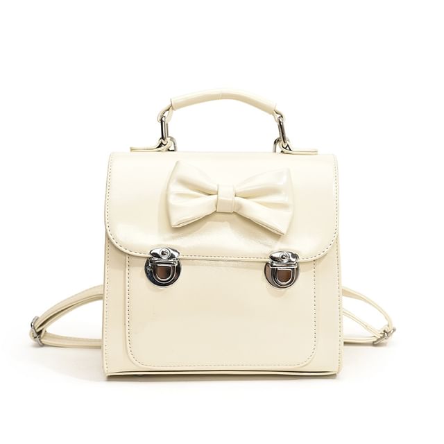 Faux Backpack Flap Leather Bow