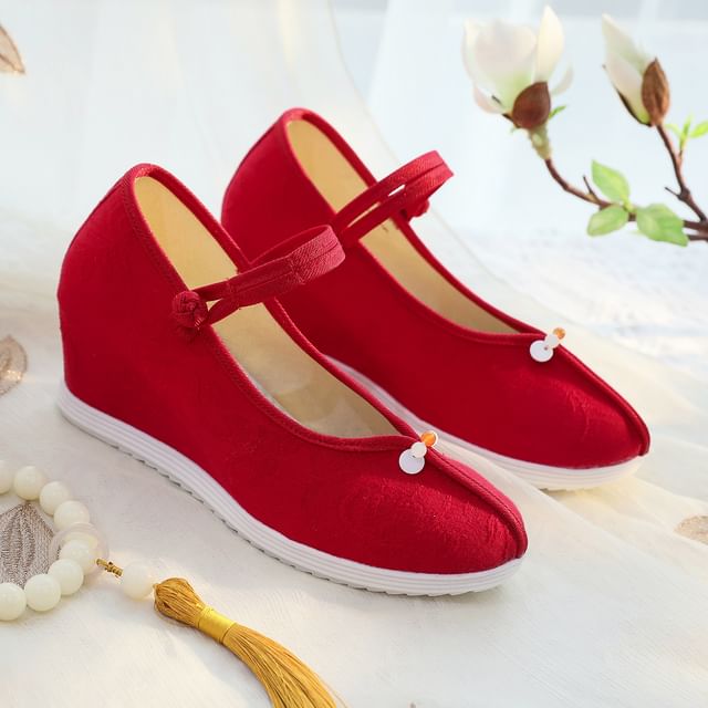 Floral Hidden-Wedge Textile Sandals