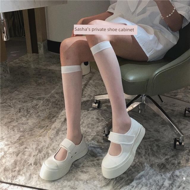 Jane Platform Strap Mary Shoes Adhesive