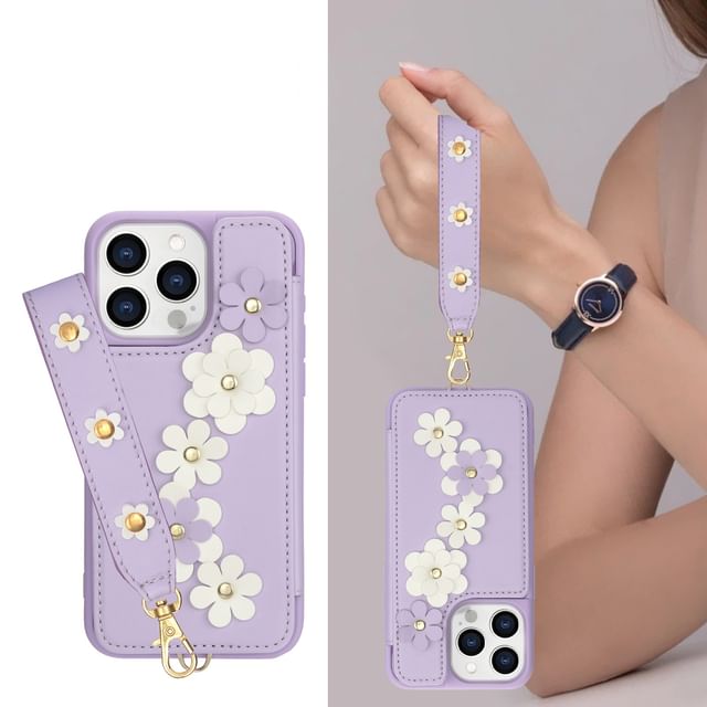 Leather Case Phone Faux Floral