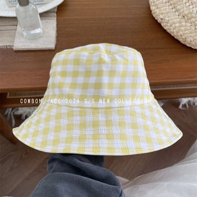 Plaid Hat Bucket Reversible