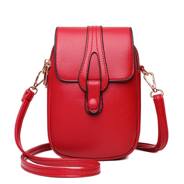 Leather Flap Faux Crossbody Bag