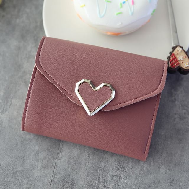 Wallet Heart Faux Accent Leather Short