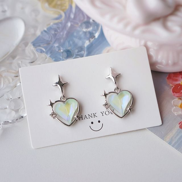 / Heart On Drop Earring Clip Star