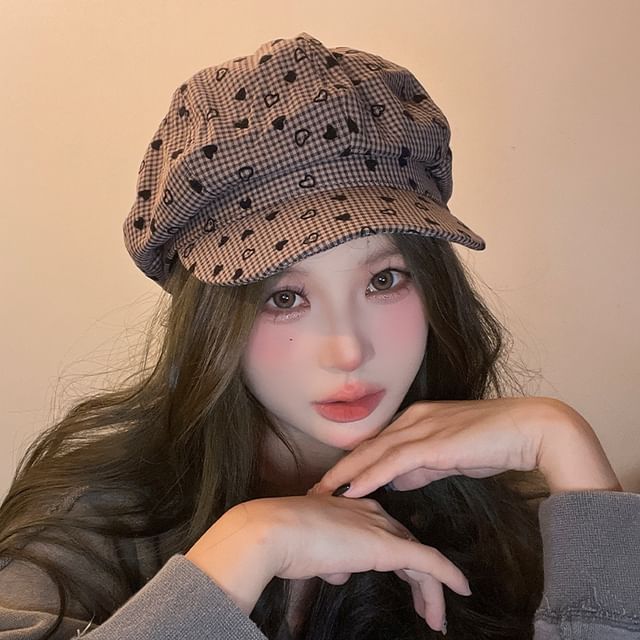 Print Cap Heart Newsboy