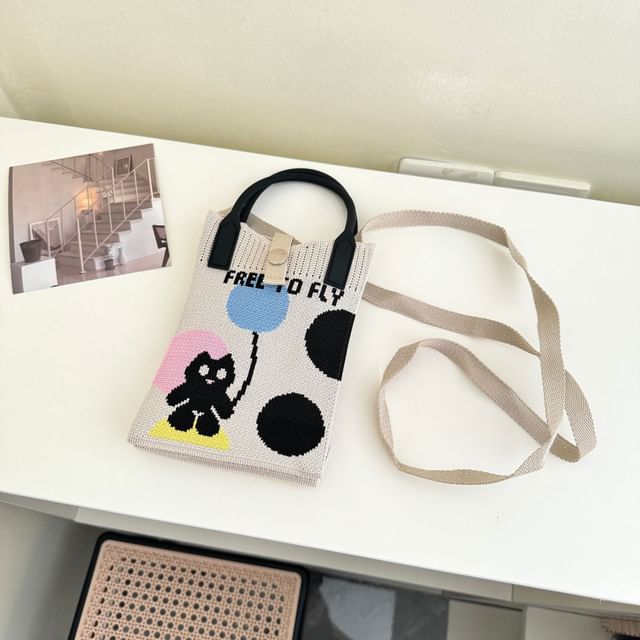 Top Print Knit Crossbody Bag Handle