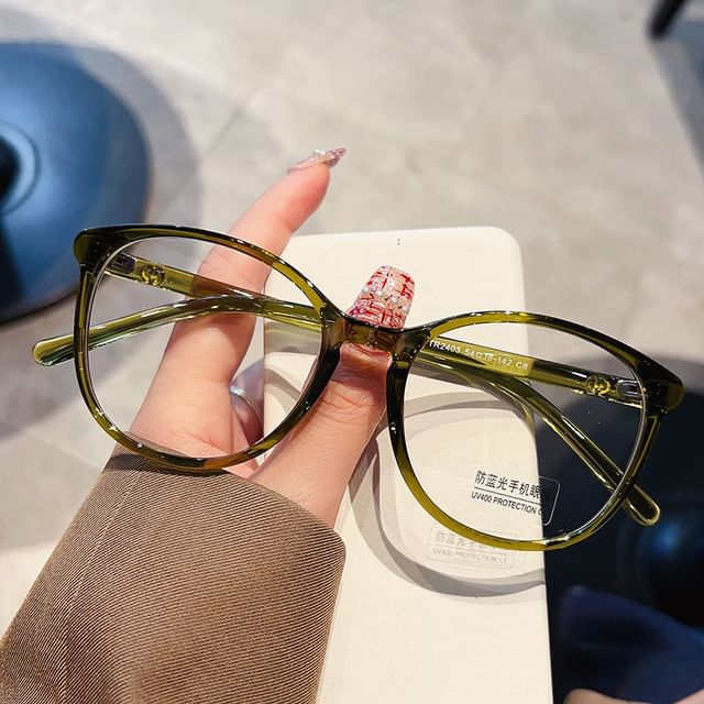 Blocking Frame Light Glasses Blue Round