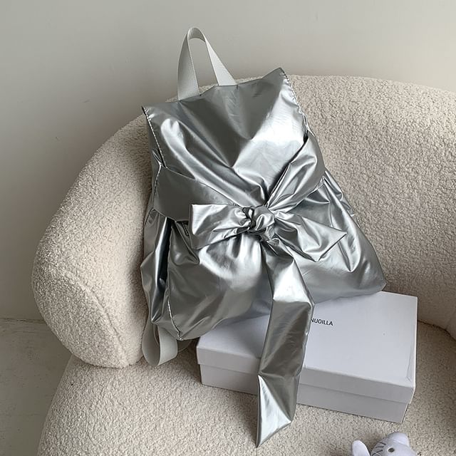 Backpack Nylon Plain Flap Bow
