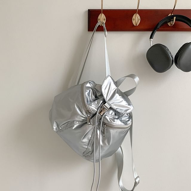 Plain Buckled Backpack Drawstring