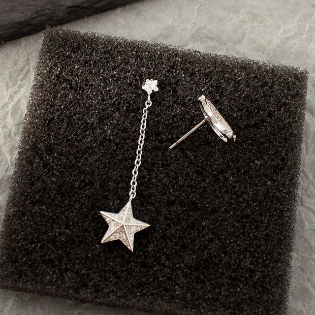 Asymmetrical Earring Alloy Dangle Moon Star