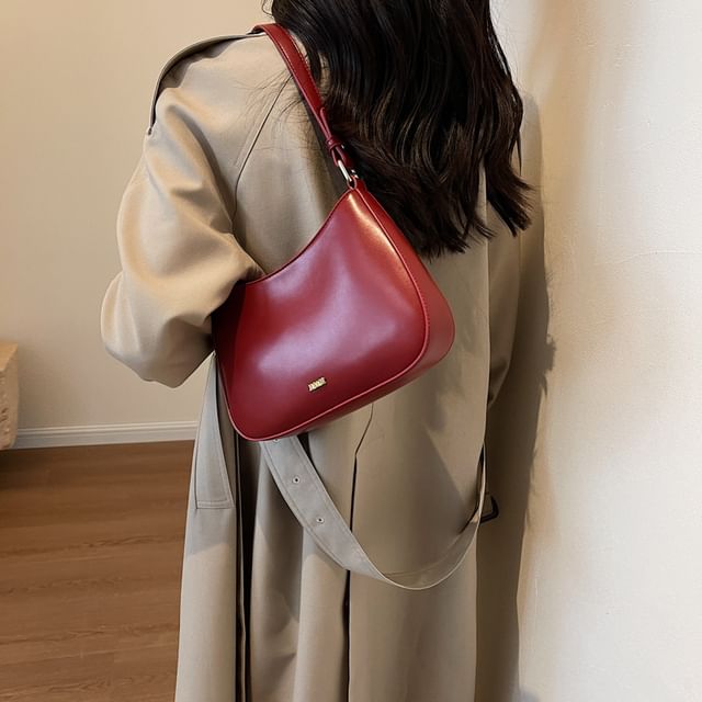 Faux Leather Bag Shoulder Plain