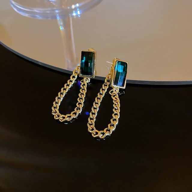 Designs) Dangle Earring Alloy (Various Chain Rhinestone