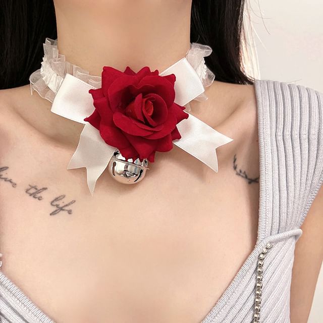 Rose Choker Bell Tulle