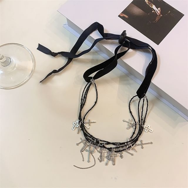 Necklace Layered Bracelet Cross /