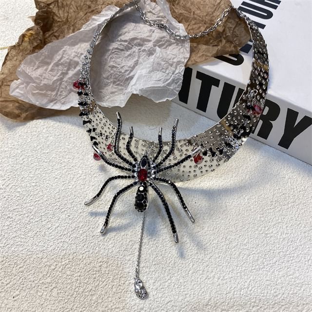 Rhinestone Lariat Metallic Choker