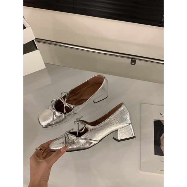 Toe Block Jane Pumps Heel Square Mary Bow