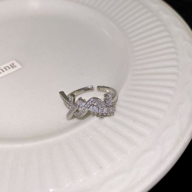 / Ring Open Geometric Rhinestone