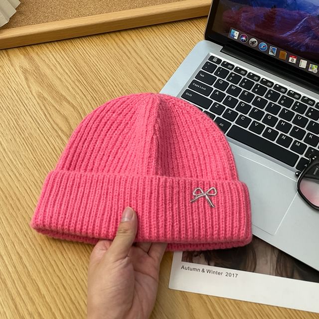 Beanie Metal Knit Bow
