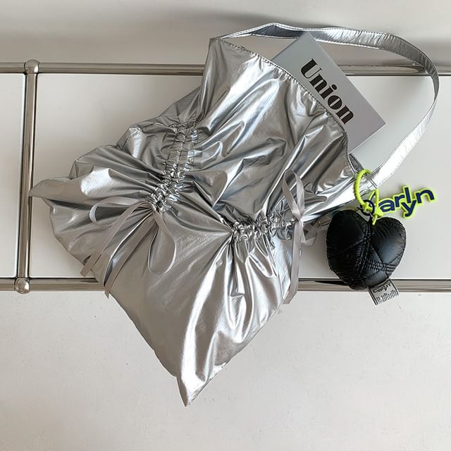 Shopper Bow Plain Drawstring Bag