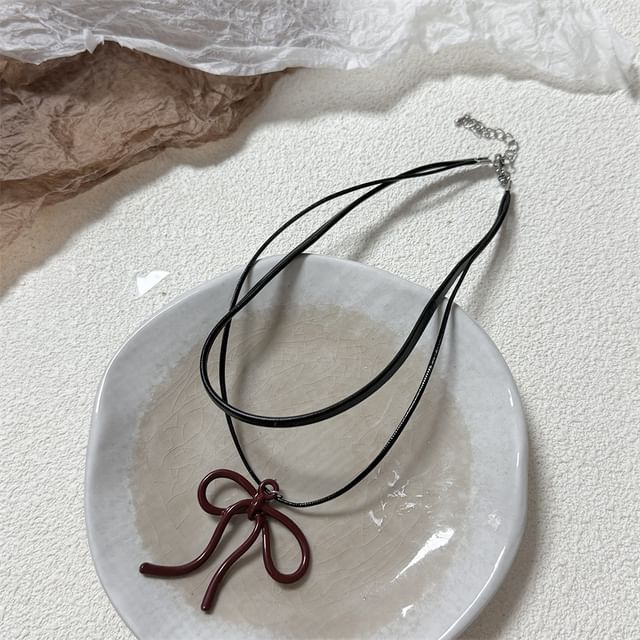 Drop Bow Layered Earring / Necklace